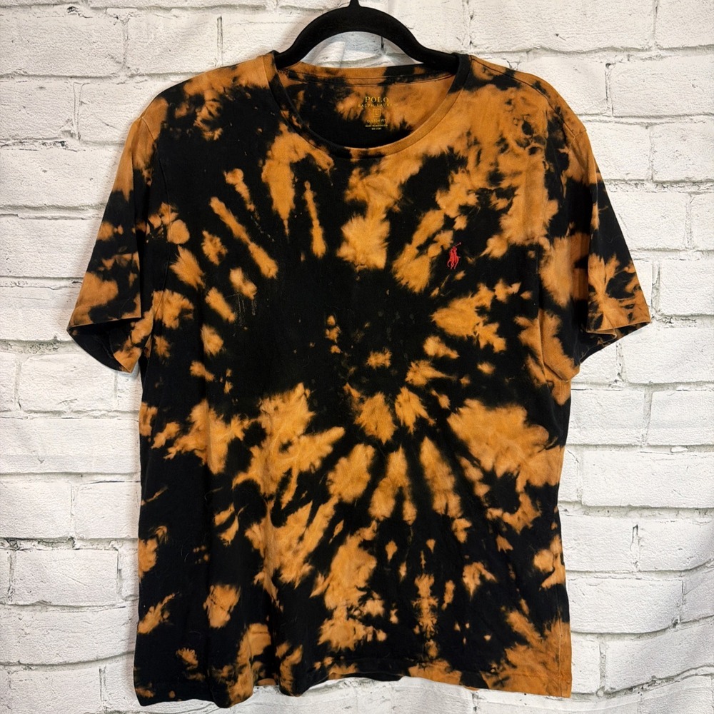 Vintage Polo Ralph Lauren Tee T Shirt Tie Dye Acid Wash  Mens Tag L
